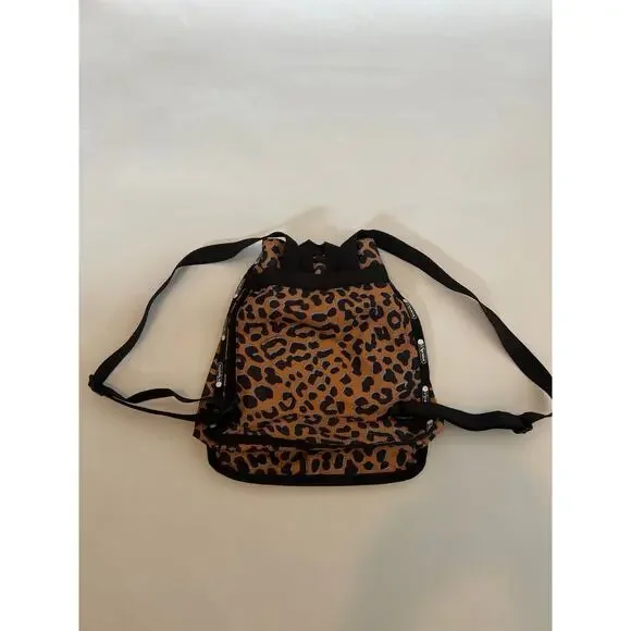 LeSportsac leopard print drawstring backpack bag purse - Picture 4 of 10